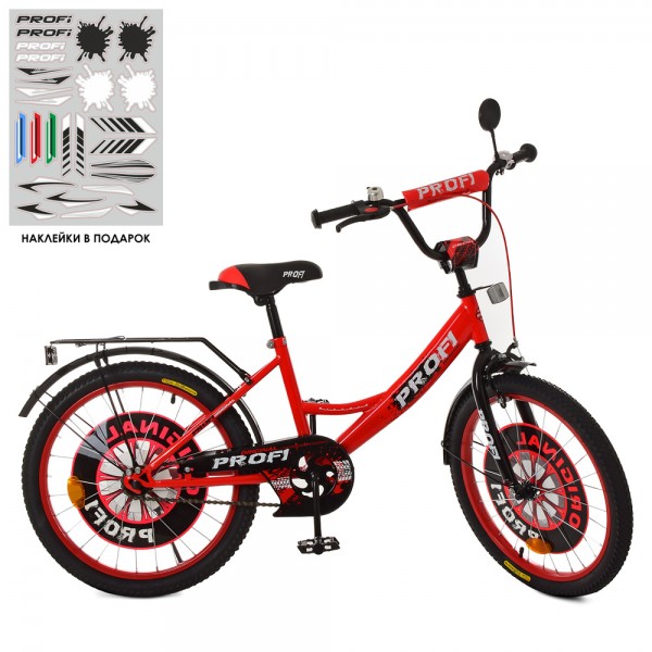 99920 Велосипед дитячий PROF1 20д. XD2046 Original boy, червоно-чорний, світло, дзвінок,дзеркало,підніжка.
