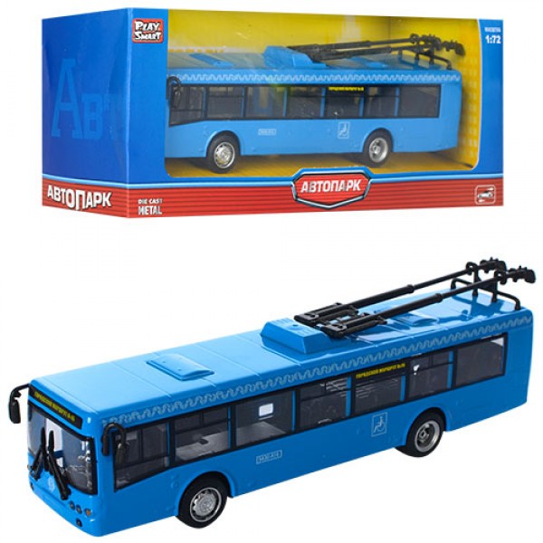 96215 Тролейбус 6407E мет., інерц., 1:72, гум.колеса, кор., 20-8-6 см.