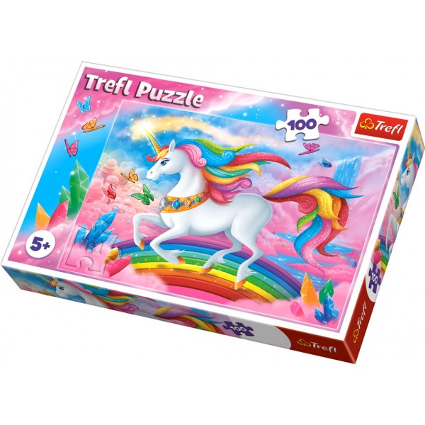 123996 Puzzles - "100" - Into the crystal world of unicorns / Trefl