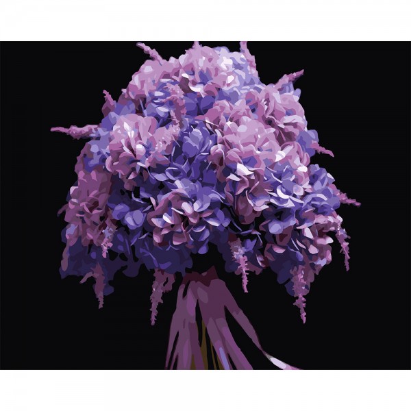 246786 Картина за номерами Strateg Рожева гліцинія на чорному фоні 40Х50 (AH1253)