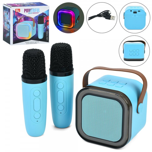 229206 Колонка K12-4 Bluetooth, мікрофон 2 шт., TFслот, акум., USB, світло, кор., 14-14-7,5 см.