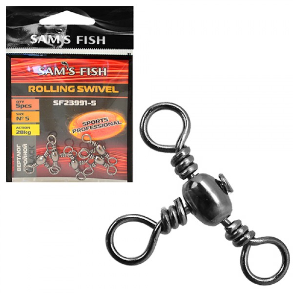 107887 Вертлюг тройний "Black" №3/0 3шт/наб 20наб/уп