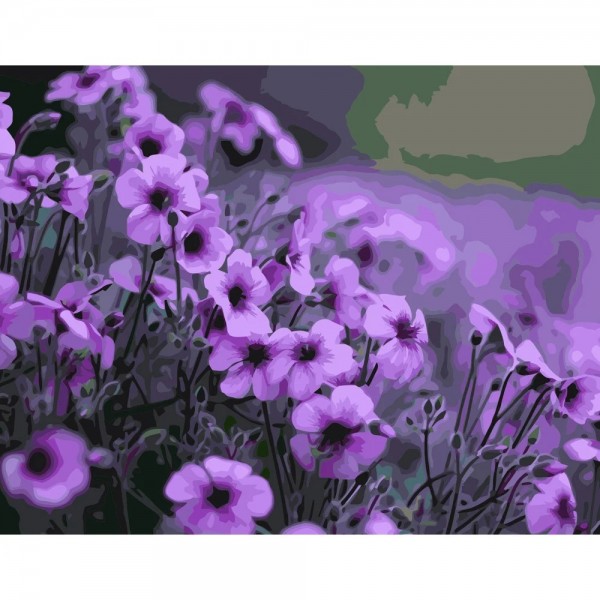 150927 Набір для розпису по номерах Фіолетові квіти Strateg розміром 40х50 см (GS044)