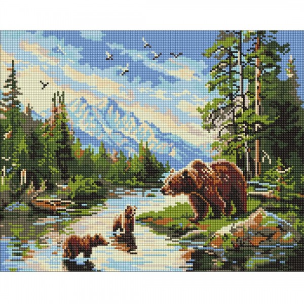 249254 Набір з алмазною мозаїкою "Ведмедиця і ведмежата" 40х50см