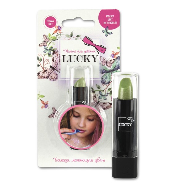150635 Помада для губ дитяча з ефектом проявлення рожевих відтінків т.м. «Lukky», колір зелений