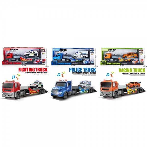 249224 Трейлер JS202A-2CS-2D-1 інерція,1:16, звук,світло,машина,гумові колеса,3 види.бат.кор.52,5-20-12,5см