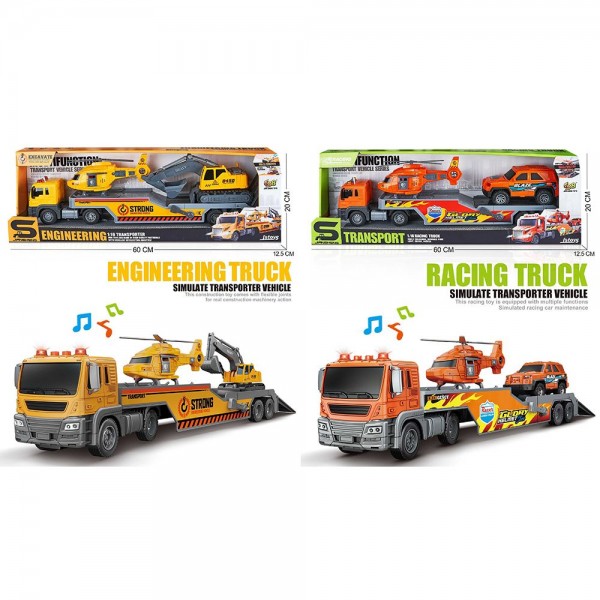 249232 Трейлер JS203B-3D інерція,1:16,гум.колеса,звук світ,транспорт,вертоліт,рух.дет.(екскаватор, машина)