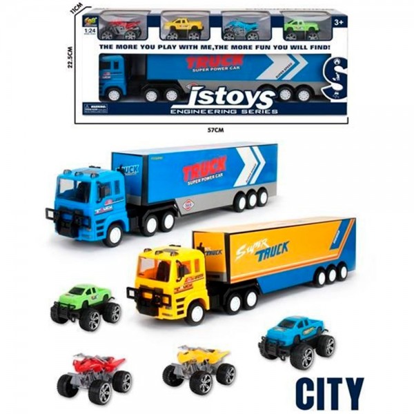 249338 Трейлер JS898-30C інерція,1:24, гум.колеса,джип2шт,квадроцикл8см2шт,2види.кор.56,5-20-10,5см