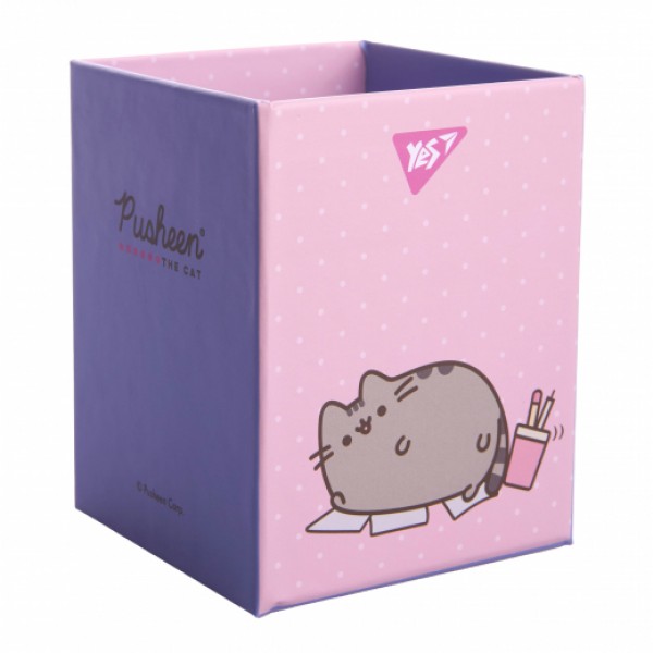 221923 Стакан для письмового приладдя Yes "Pusheen", картон, блакитни