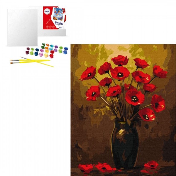 244454 KHO "Букет маків з фарбами металік" 40х50см