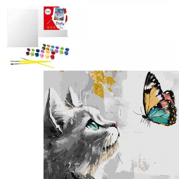 244462 KHO "Мрійлива кішечка з фарбами металiк extra" 40x50см