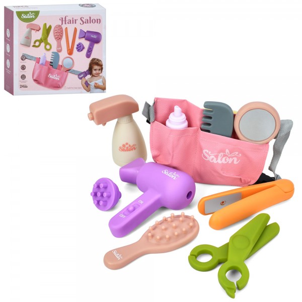 244209 Набір аксесуарів DL-001 набір перукаря, фен,плойка,гребін.,дзерк.,сумка,ножиці,11пр,в кор.,22-19-6см