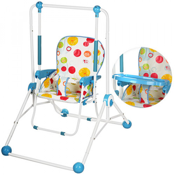 8320 Гойдалки Q01-PVC-4 зі столиком, трансформер, блакитна, кор., 58-100-64,5 см.