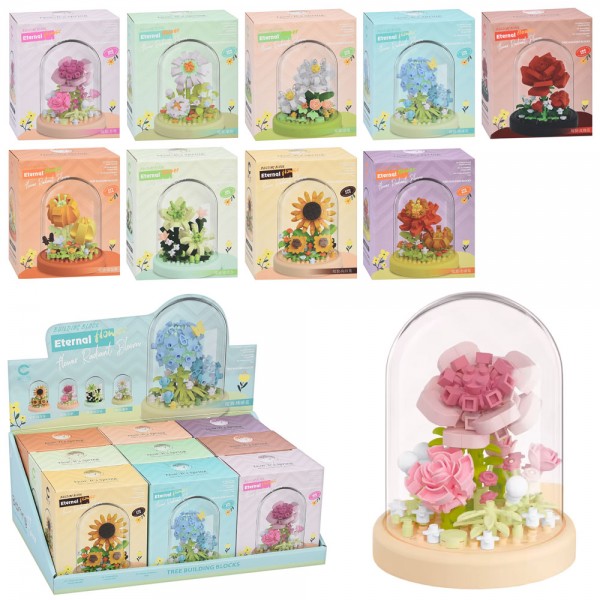 248106 Конструктор 7414-7422квіти у колбі, 6-6-7,8см, від161дет,в кор-ці9шт(9видів) в диспл.35-14-21см