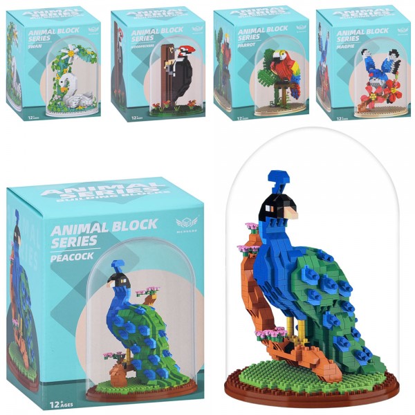 248115 Конструктор MG1368B/C/D/E-MG1366E птах, колба, 5 видів, в кор-ці, 13-17-13см