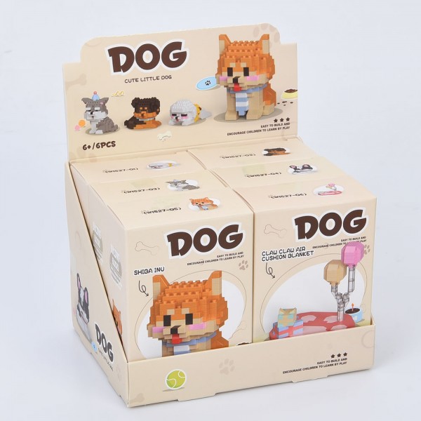248120 Конструктор W1527 собака, від 148дет,6видів(1вид-килимок)в кор-ці, 6шт в дисплеї16,5-13см