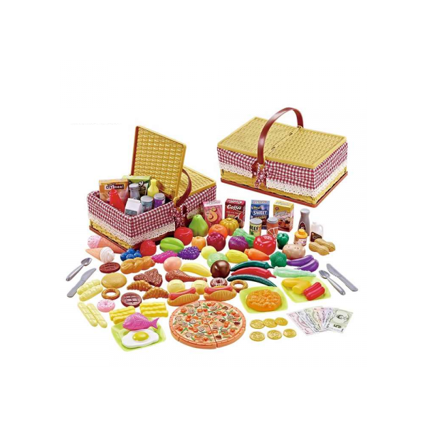 221175 Продукти 8949 набір для пікніка, кошик, фрукти, овочі, фаст-фуд, 103 дет., кор., 30-15-20 см.