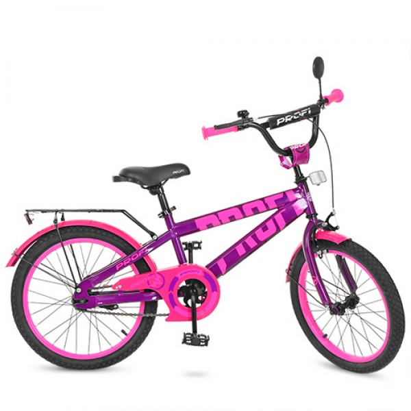 51584 Велосипед дитячий PROF1 20д. T20174 Flash, дзвінок, підніжка, фіолетов.-рожевий.