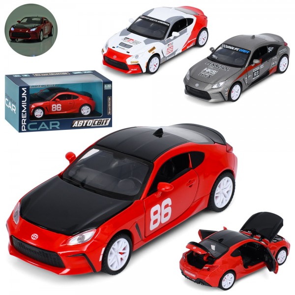 253347 Машина AP-2113 АвтоСвіт,1:32 метал,інерція,15,5см,звук, світ,відчиняються двері/багаж.3види.бат