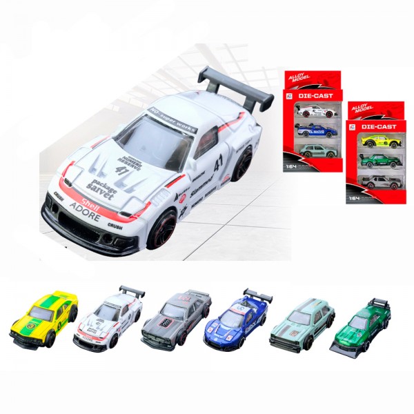 253386 Набір машинок RS64007 метал,1:64, набір 3шт,7,5см, 2 види, в коробці, 10,5-18-4см