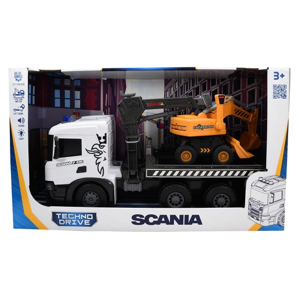 244589 Ігровий набір серії "Super Big Truck" – АВТОКРАН SCANIA З ЕКСКАВАТОРОМ (світло, звук)