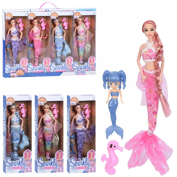 246153 Лялька JS9006A16 русалка,30см,шарнірні руки, з донькою 12см,морський коник, в кор-ці, 4шт(4вид.)дисп