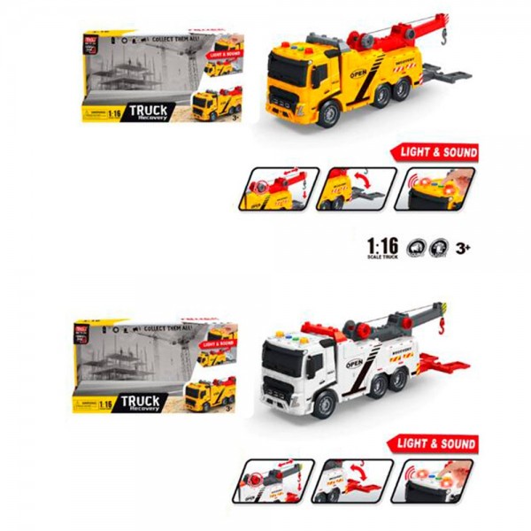 249186 Евакуатор A1110-17-18  інерція,1:16,звук,світ,гум.колеса, рухл.дет,2 кольори.бат.кор.33-17,5-13см