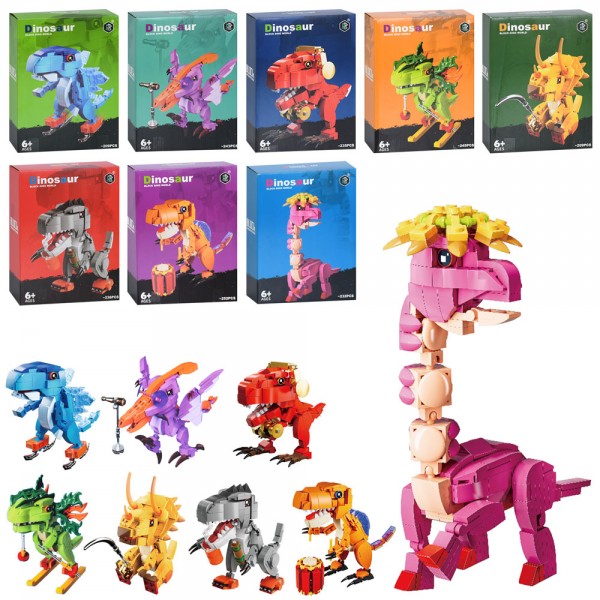 249168 Конструктор 20016-17-8-9-20-21-22-23B  динозавр, від 209дет, 8 видів, в кор-ці, 22,5-29,5-7,5см