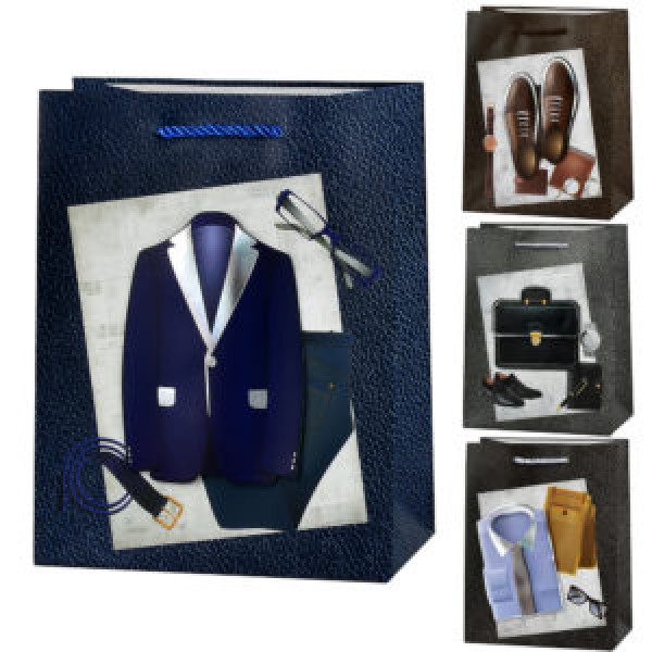 248823 Пакет подарунковий паперовий M "Gentleman 3D" 26*32*10см R33155-M