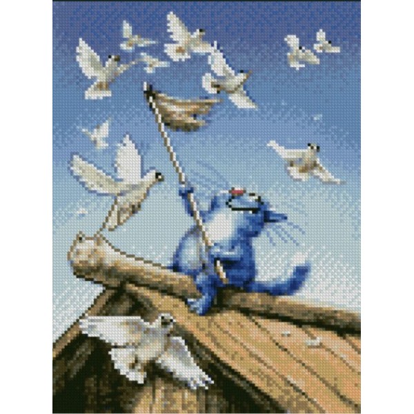 142775 Алмазна картина HX087 "Котик на даху", розміром 30х40 см