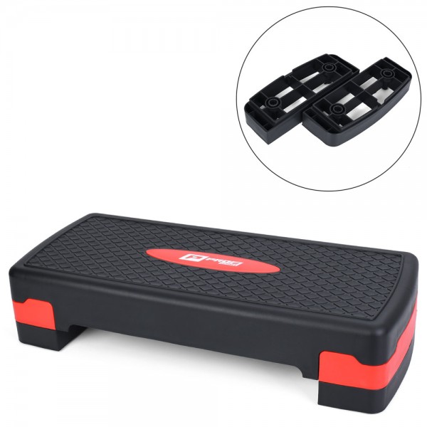 247492 Степ-платформа MS 0534-6 2 сходинки,розмір 68-29-10см/15см, чорно-червоний, кор., 69-30-11см