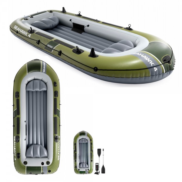 247497 Човен 66334  надувний,4-місна,весла,насос,3 повітр. камери,надувне дно,ручка,кр.для весла,351х145х48