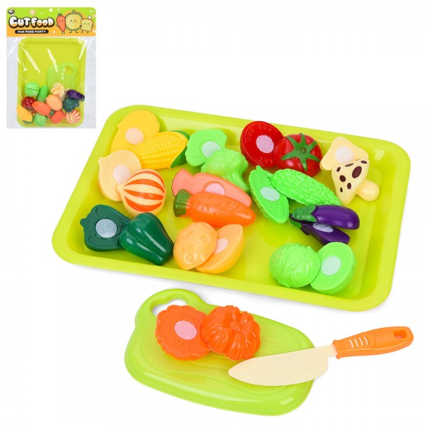 244219 Продукти WJ950-F10 на липучці, овочі, таця, дошка, ніж, піднос, у пакеті, 24-33-4см