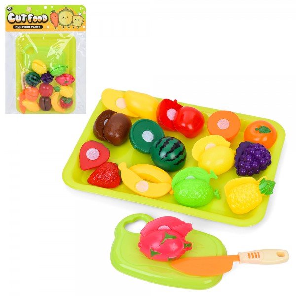 244221 Продукти WJ950-F9 на липучці, фрукти, ягоди, піднос, дошка, ніж, у пакеті, 24-33-9см