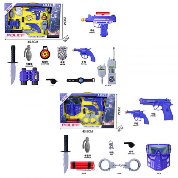 142879 Набір зі зброєю JC009-10 поліція, пістолет 2шт., рація,компас,бінокль,ніж,муз.,світло,кор.,46-29-5см