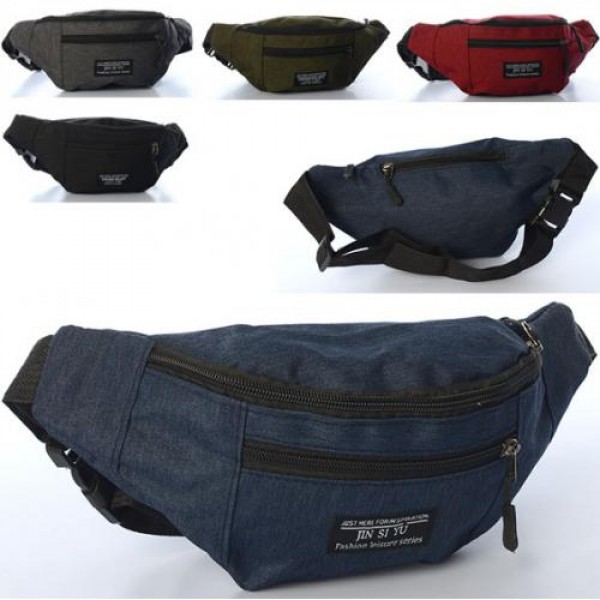 249078 Сумка MK 4511 спортивна, бананка, 32-14-8 см., на пояс, 5 кольорів, кул., 18-16-3 см.