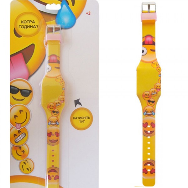 199652 Годинник світлодіодний «Emojis» жовто-рожевий