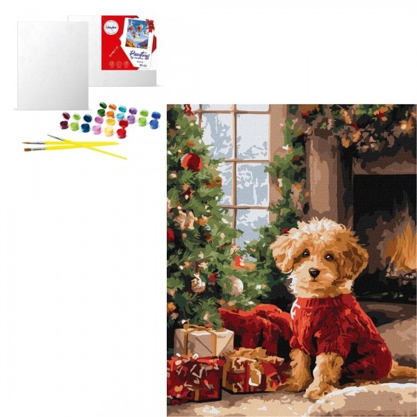 244465 KHO "Пудель біля ялинки" 40х50см