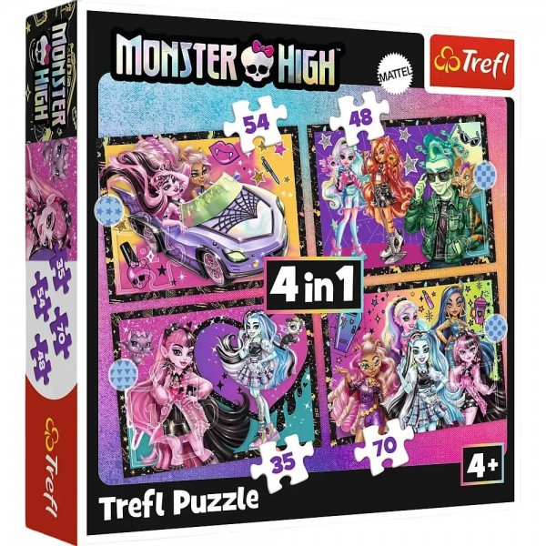 224962 46558 Trefl Пазли "4in1 (35, 48, 54, 70)" Monster High Напружений день