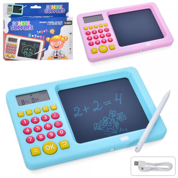 157353 Гра KS-1-2 калькулятор, LCD планшет, акум., USB, 2 кольори, муз., кор., 19,5-16,5-2 см.