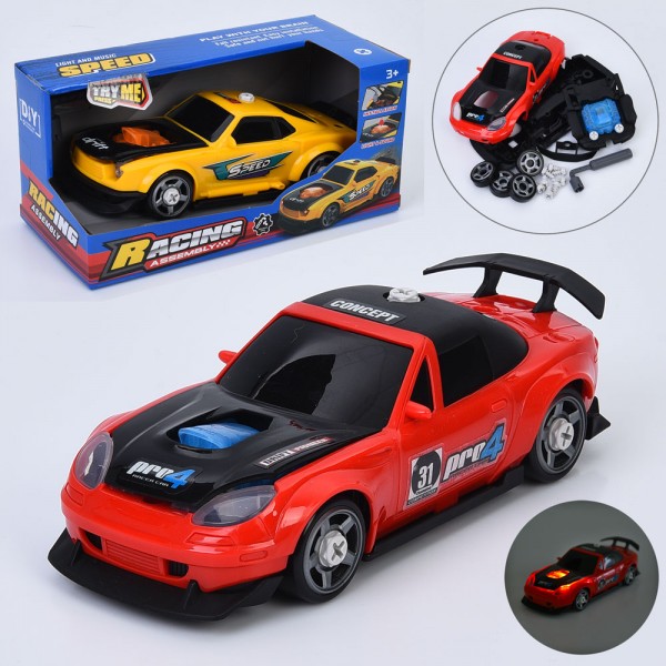 245175 Конструктор 8810-1-3 на шурупах, машина 21см, гайк.ключ, 2 види, муз., світло, бат(табл), кор.,24-11