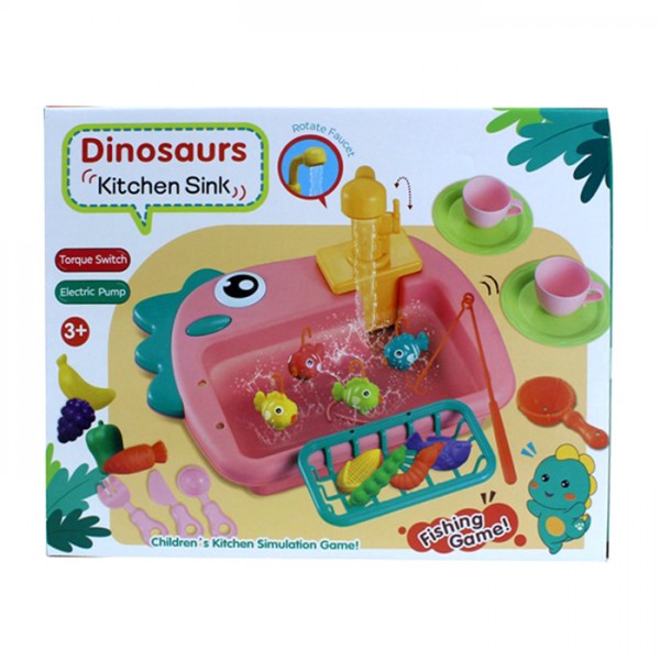 245189 Кухня 6069 (24шт) мийка-ллється вода, 28-23-в20см, посуд, продукти, 2в1(риболовля-1 вудка, 4 рибки), 4 кольори, на бат-ці, в кор-ці, 29-23-7,5см