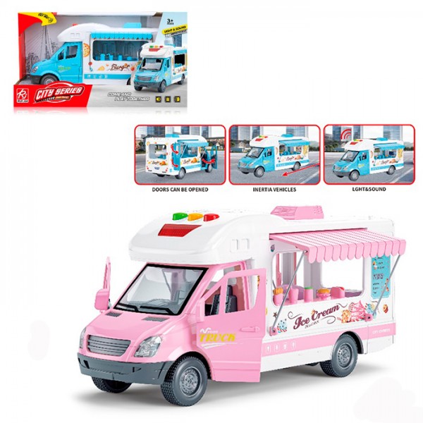 259878 Машина RJ5524 інерція,26,5см,1:16, фудтрак/кафе на колесах,зв,світ,відчиняються двері.гумов.кол.
