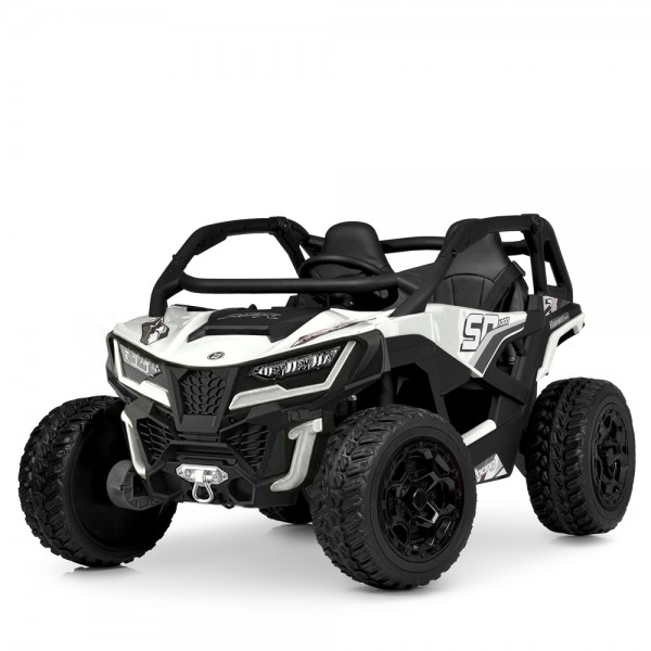252855 Джип M 6075(2)EBLR-1(24V) 2,4 радіо/к,1акум24V7AH,4мотори75W,MP3,USB,BLUET,EVA,муз,свiт.шкіра.білий