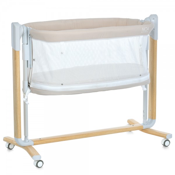 229027 Ліжечко-манеж ME 1125-W NOA Beige дитяче,APP,LED екран,4кол.,матрац,гойдалка,ремені,сумка,дерев.+беж