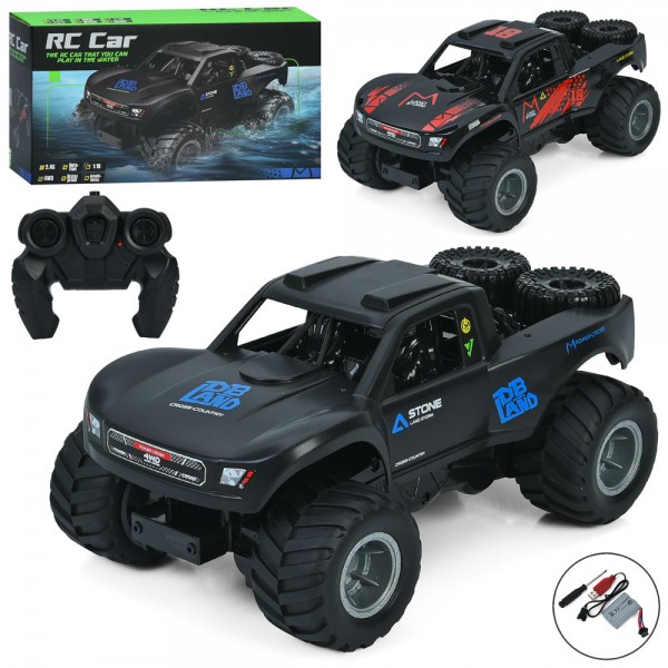 226243 Джип YDJ-D858 радіок.2,4G,4WD,акум.,1:16,їздить по воді,оберт.360,гум.кол.,USB,2кольори,кор.,35-19,5