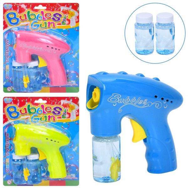 249162 Мильні бульбашки 609-1 пістолет,15см,механічний3кольори,лист.21-25-6см