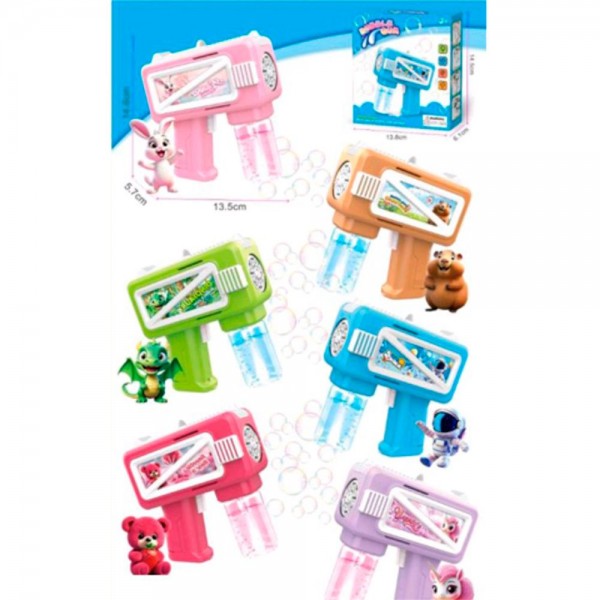 249164 Мильні бульбашки CX931-01-02-03-04-05-06 пістолет,запаска6видів,бат.кор.14-14,5-6см