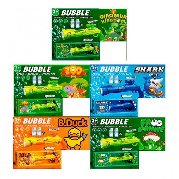 249165 Мильні бульбашки PP1277-1-5-6-8-17-22 пістолет/бластер,42см,світ,запаска2шт,мікс видів.бат.кор.