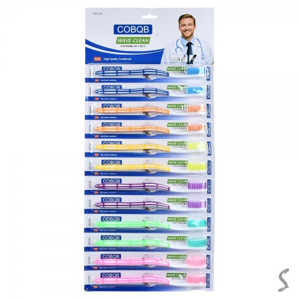 248834 Зубна щітка середньої жорсткості 12шт/уп 19см R101004